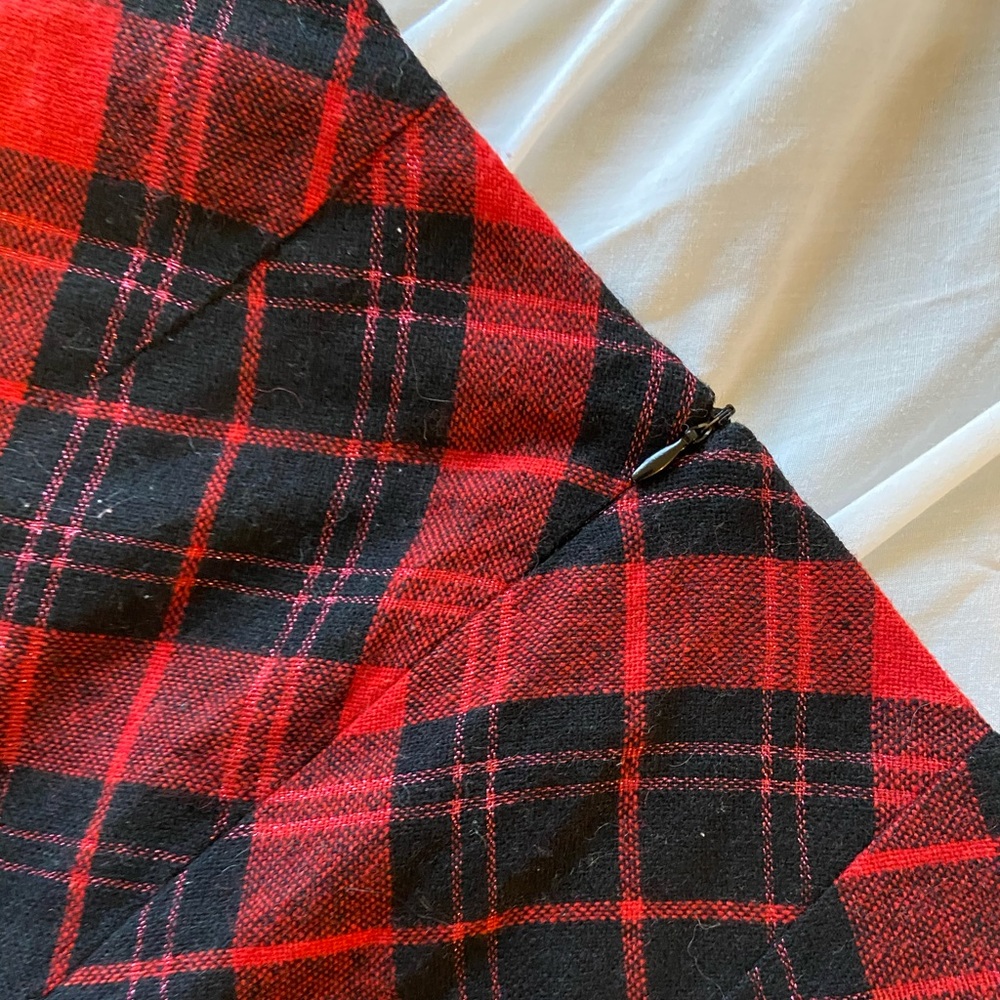 Knee length plaid skirt